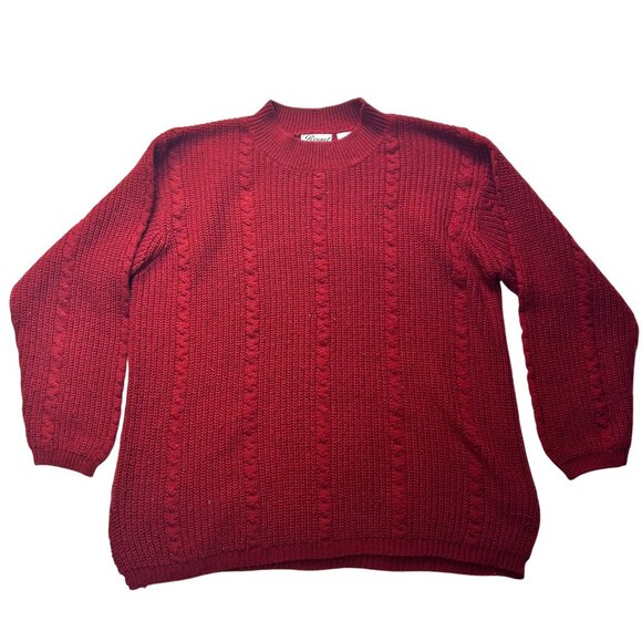 Royal Sport Red Cable Knit Sweater XL - Picture 1 of 6